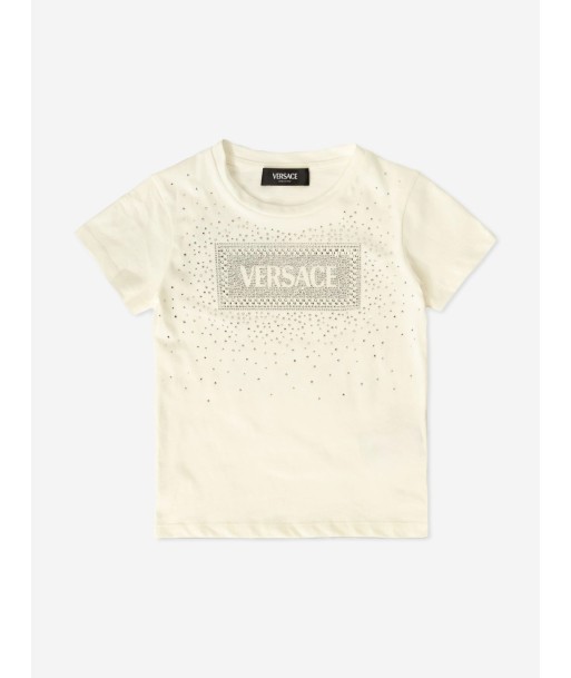 Versace Girls Diamante Logo T-Shirt in White suggérées chez