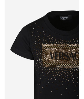 Versace Girls Diamante Logo T-Shirt in Black pour bénéficier 