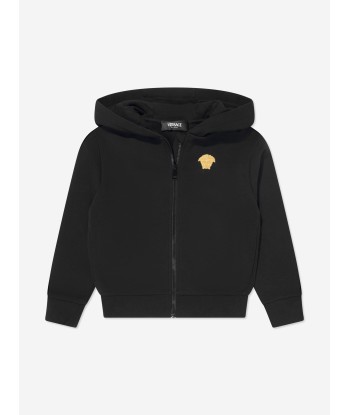 Versace Boys Medusa Logo Zip Up Top in Black est présent 