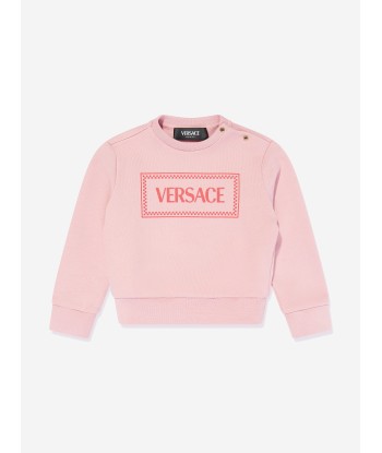 Versace Baby Girls Logo Print Sweatshirt in Pink Fin de série