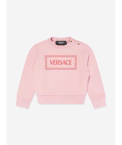 Versace Baby Girls Logo Print Sweatshirt in Pink Fin de série