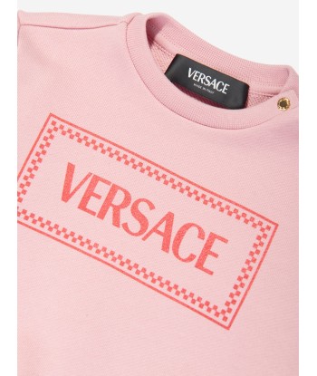 Versace Baby Girls Logo Print Sweatshirt in Pink Fin de série