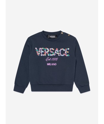 Versace Baby Girls Flower Logo Sweatshirt in Navy d'Europe débarque