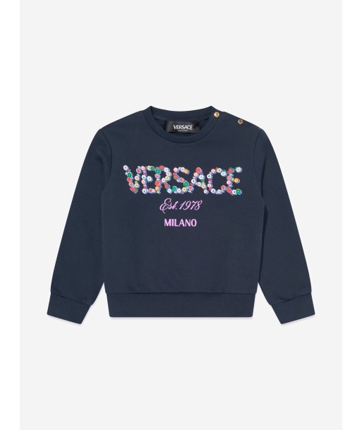 Versace Baby Girls Flower Logo Sweatshirt in Navy d'Europe débarque