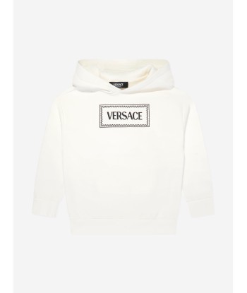 Versace Boys Logo Print Hoodie in White des créatures d'habitude