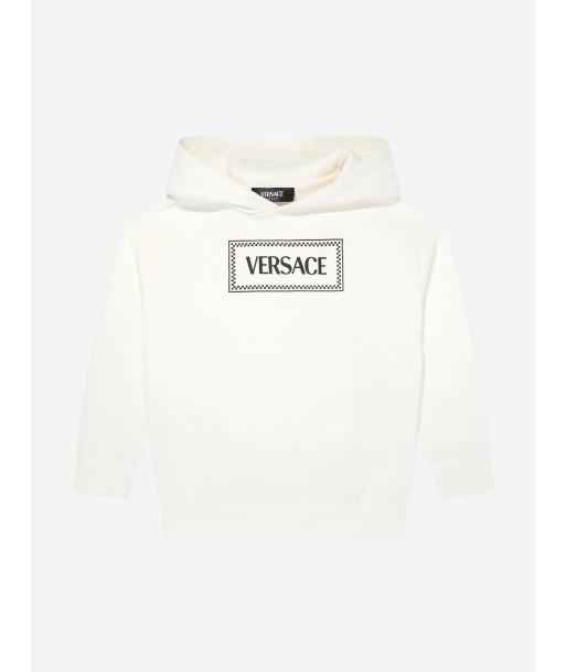 Versace Boys Logo Print Hoodie in White des créatures d'habitude