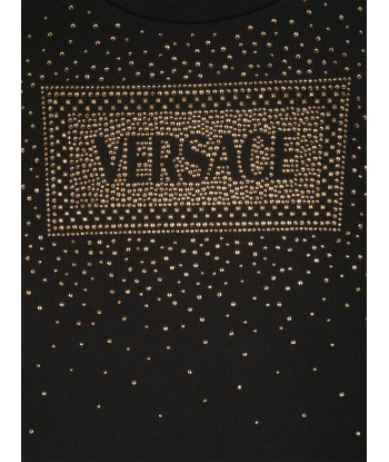 Versace Girls Diamante Logo Sweater Dress in Black Découvrez la collection