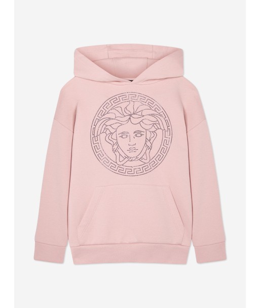 Versace Girls Diamante Medusa Logo Hoodie in Pink de l' environnement