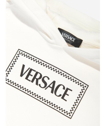 Versace Boys Logo Print Hoodie in White des créatures d'habitude