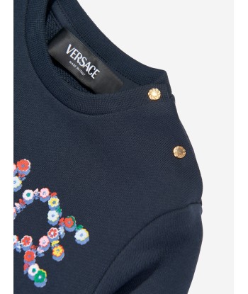 Versace Baby Girls Flower Logo Sweatshirt in Navy d'Europe débarque