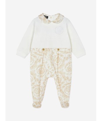 Versace Baby Barocco Logo Babygrow in Beige acheter en ligne