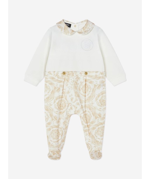 Versace Baby Barocco Logo Babygrow in Beige acheter en ligne