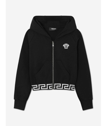 Versace Girls Medusa Logo Zip Up Top in Black du meilleur 