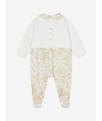 Versace Baby Barocco Logo Babygrow in Beige acheter en ligne