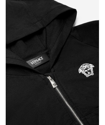 Versace Girls Medusa Logo Zip Up Top in Black du meilleur 