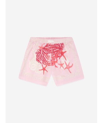 Versace Girls Barocco De La Mer Shorts in Pink destockage