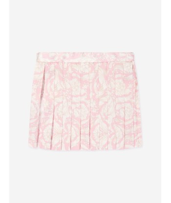 Versace Girls Barocco Pleated Skirt in Pink à prix réduit toute l'année