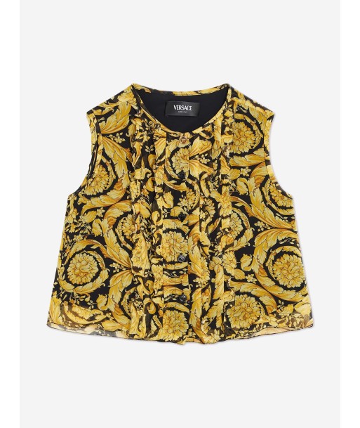 Versace Girls Silk Barocco Georgette Blouse in Gold Pour