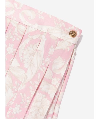 Versace Girls Barocco Pleated Skirt in Pink à prix réduit toute l'année