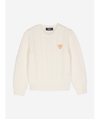 Versace Kids Cable Knit Jumper in Ivory à prix réduit toute l'année