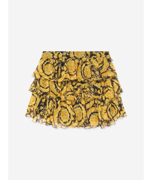 Versace Girls Silk Barocco Ruffle Skirt in Gold Les êtres humains sont 