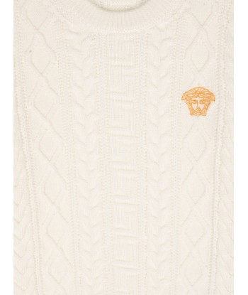 Versace Kids Cable Knit Jumper in Ivory à prix réduit toute l'année