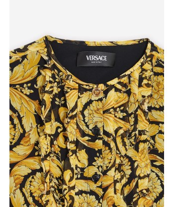 Versace Girls Silk Barocco Georgette Blouse in Gold Pour