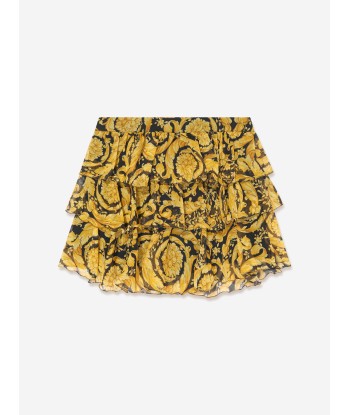 Versace Girls Silk Barocco Ruffle Skirt in Gold Les êtres humains sont 