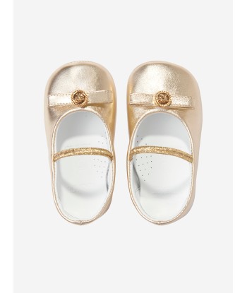 Versace Baby Girls Leather Pre Walker Shoes in Gold pas cher