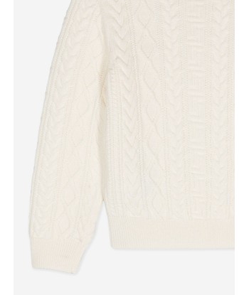 Versace Kids Cable Knit Jumper in Ivory à prix réduit toute l'année