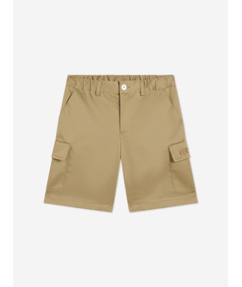 Versace Boys Logo Cargo Shorts in Beige Les magasins à Paris