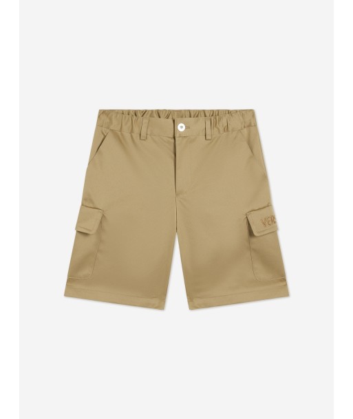 Versace Boys Logo Cargo Shorts in Beige Les magasins à Paris