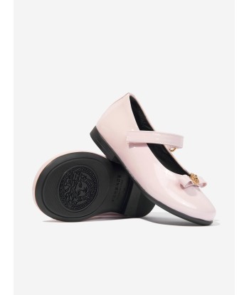 Versace Girls Leather Logo Bow Shoes in Pink la livraison gratuite