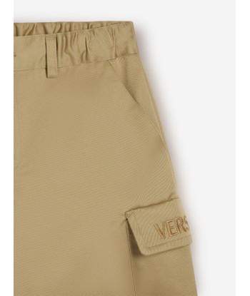 Versace Boys Logo Cargo Shorts in Beige Les magasins à Paris