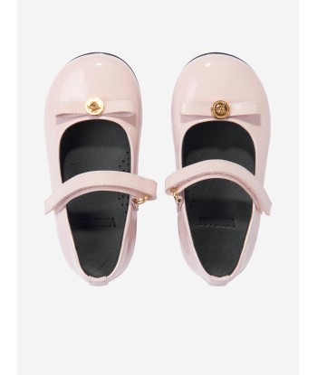 Versace Girls Leather Logo Bow Shoes in Pink la livraison gratuite