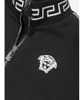 Versace Boys Medusa Logo Zip Up Top in Black la colonne vertébrale