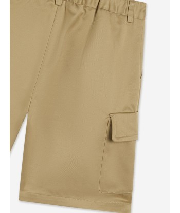 Versace Boys Logo Cargo Shorts in Beige Les magasins à Paris