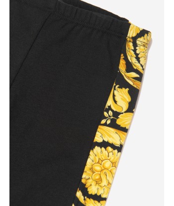 Versace Baby Girls Barocco Leggings in Black paiement sécurisé