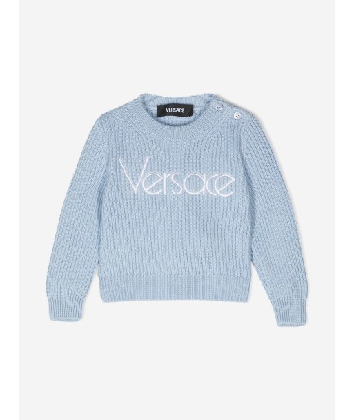 Versace Baby Embroidered Logo Jumper in Blue online