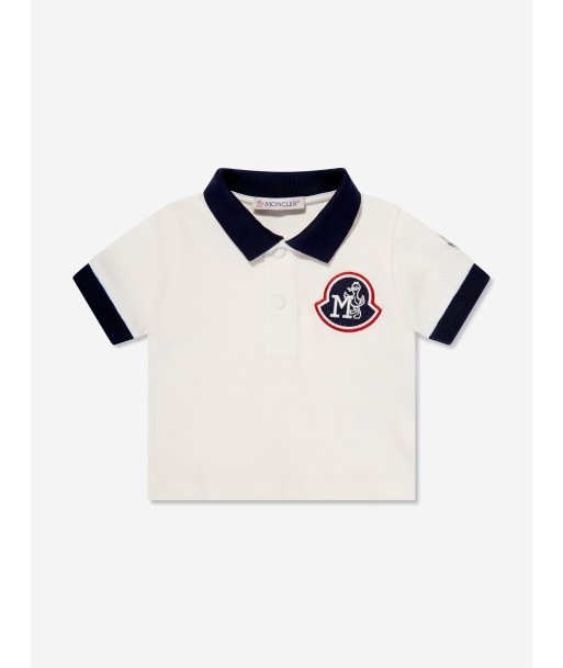 Moncler Enfant Baby Boys Logo Polo Shirt in White 2024