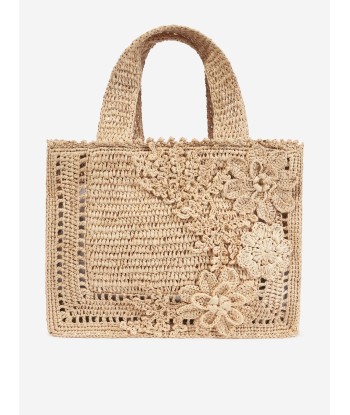 Zimmermann Girls Floral Raffia Mini Tote Bag in Beige des créatures d'habitude