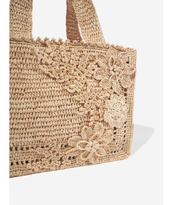 Zimmermann Girls Floral Raffia Mini Tote Bag in Beige des créatures d'habitude