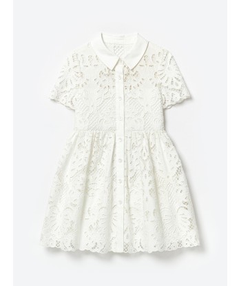 Self Portrait Girls Cotton Lace Mini Dress in White Découvrez la collection