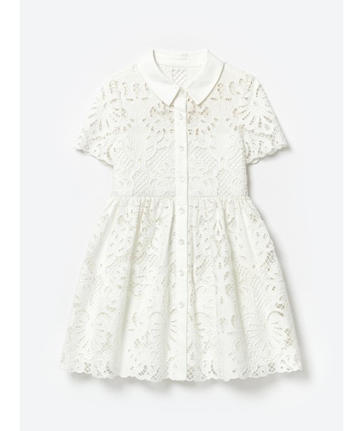 Self Portrait Girls Cotton Lace Mini Dress in White Découvrez la collection