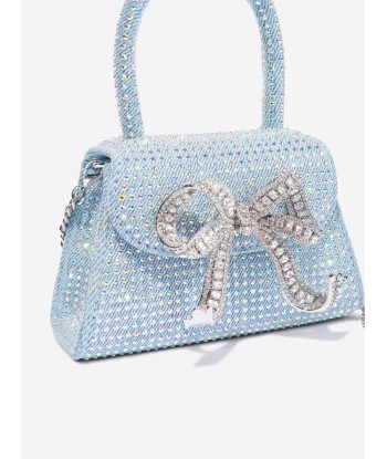 Self Portrait Girls Rhinestone Denim Micro Bag in Blue (14cm) meilleur choix