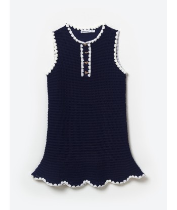 Self Portrait Girls Crochet Mini Dress in Navy l'achat 