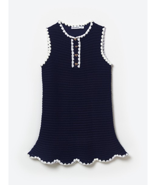 Self Portrait Girls Crochet Mini Dress in Navy l'achat 