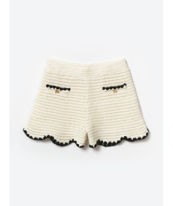 Self Portrait Girls Crochet Mini Shorts in Ivory livraison et retour toujours gratuits