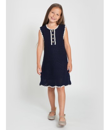 Self Portrait Girls Crochet Mini Dress in Navy l'achat 