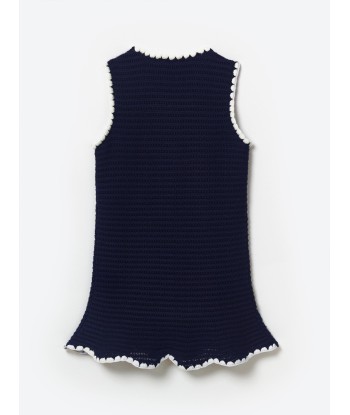 Self Portrait Girls Crochet Mini Dress in Navy l'achat 